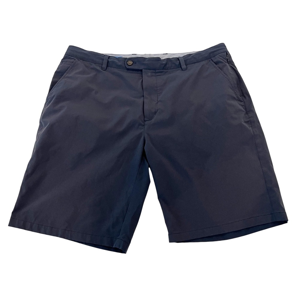 J.McLaughlin Mens Performance Shorts Navy Blue Flat Front Size 36 Zipper Pockets